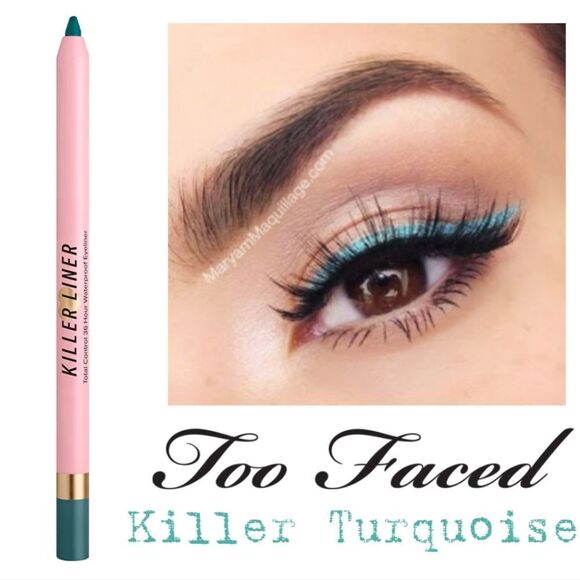 Too Faced Waterproof Killer Turquoise Gel Eye Liner - Picture 1 of 16